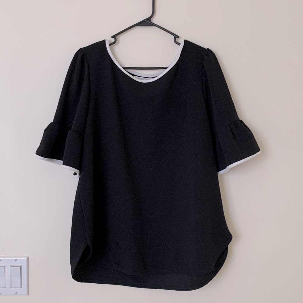 Black & White Trim Blouse